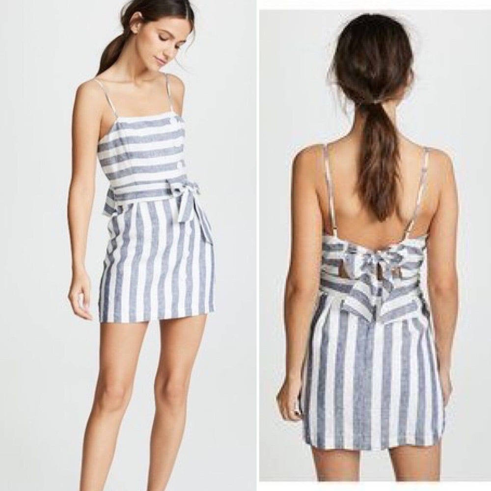 - SUBOO x Revolve Newport Linen Mini Dress Button Detail Lined Tie Back
